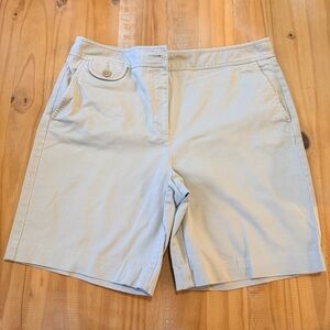 Talbots Shorts Size 10 Khaki Stretch Bermuda Summer Spring Preppy Beach Classic